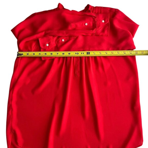 J. Crew Mercantile Burnt Red Orange Long Sleeve Blouse Pintuck Pleats Size 4 - Picture 7 of 12